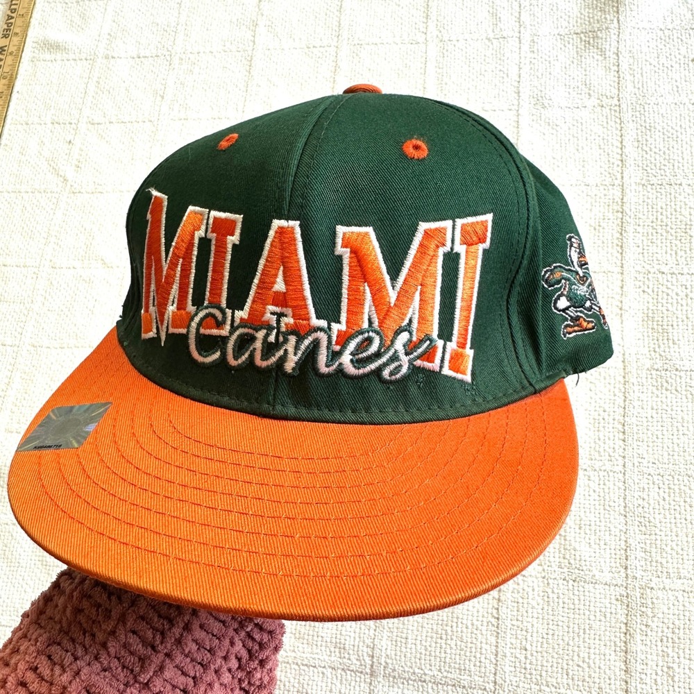 Miami Hurricanes Snapback Hat Green Orange Y2K Style Top Of The‎ World